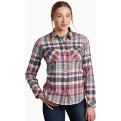 KUHL Women's Tess Flannel Long Sleeve 8 KUHL Women's Tess Flannel Long Sleeve -Women Clothing Sale Store 8457 Tess Flannel Deep Blush Front