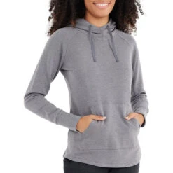 Women's Bamboo Fleece Pullover Hoody -Women Clothing Sale Store fleece pullover hoody heather navy women top 1